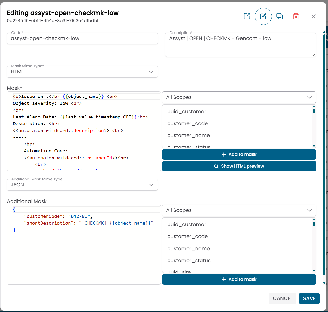 Message detail dialog