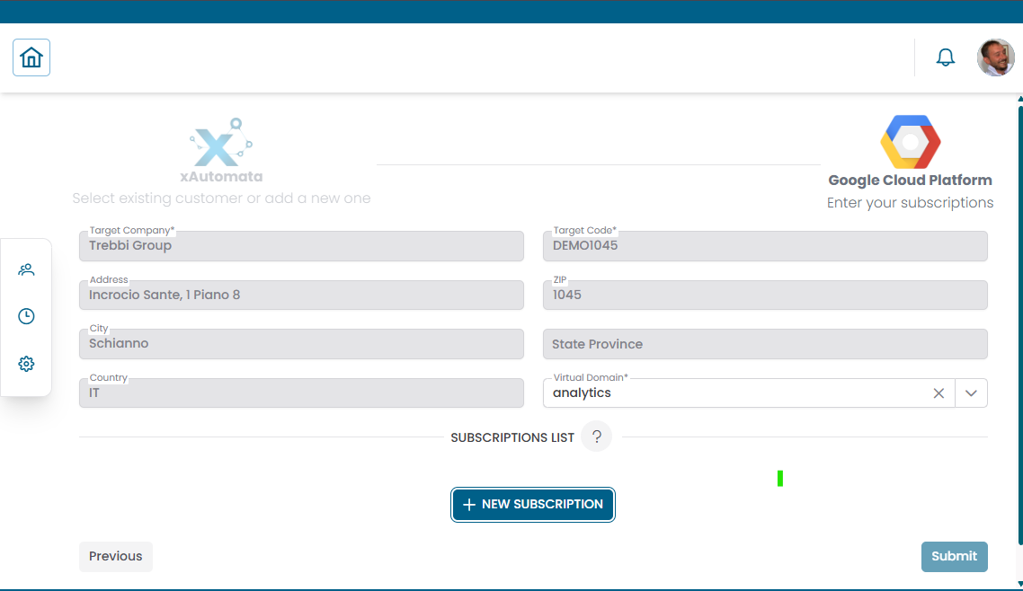 Registration step 2 — provider configuration