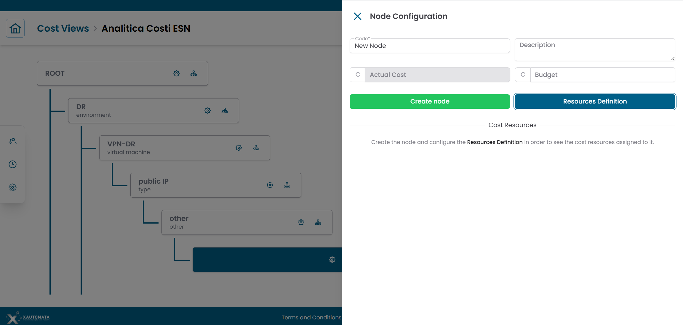 Node Configuration panel