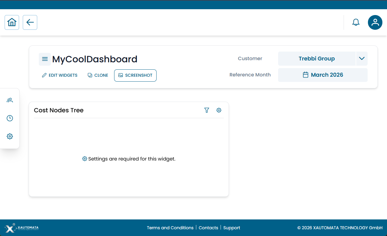 Widget settings required