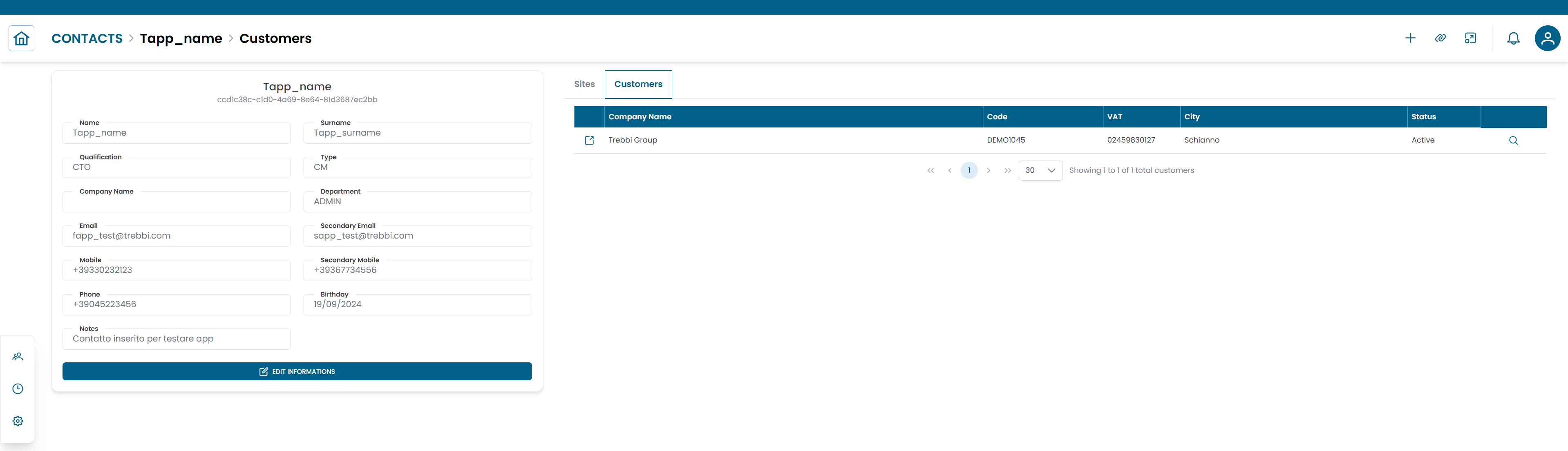 Contact connections view