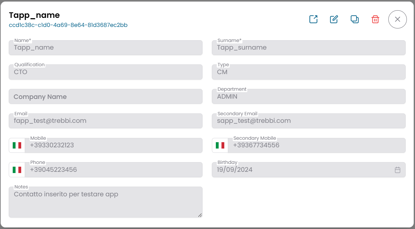Contact detail dialog