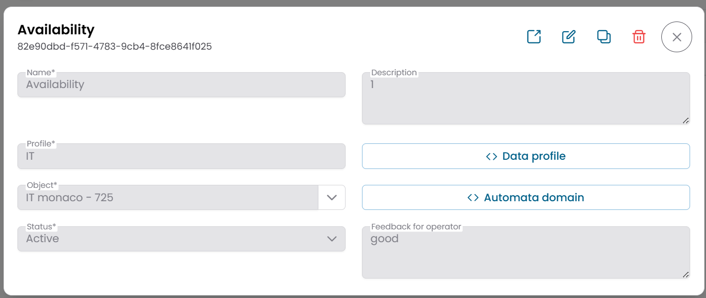 Metric Type detail dialog