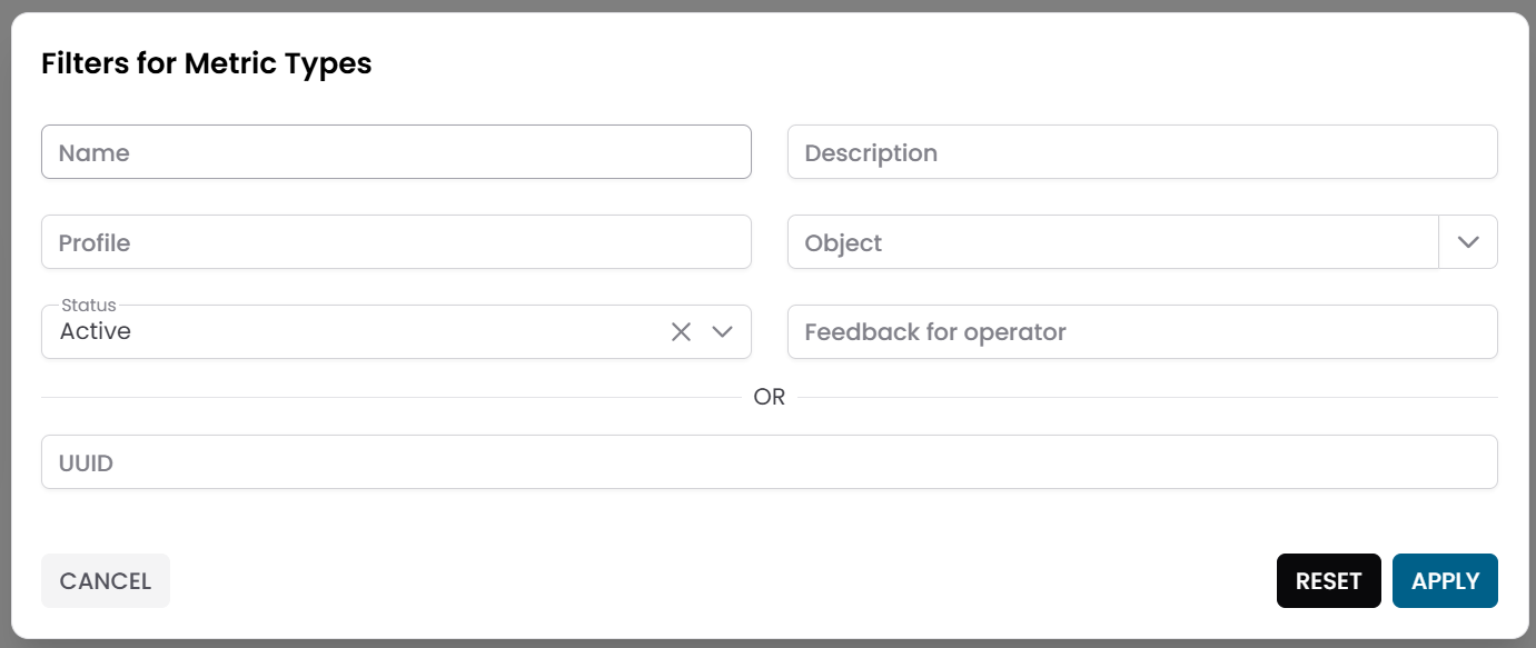 Metric Types pre-filter