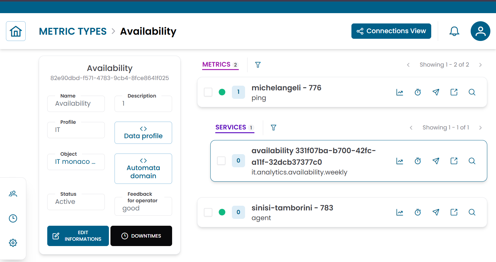 Metric Type structure view