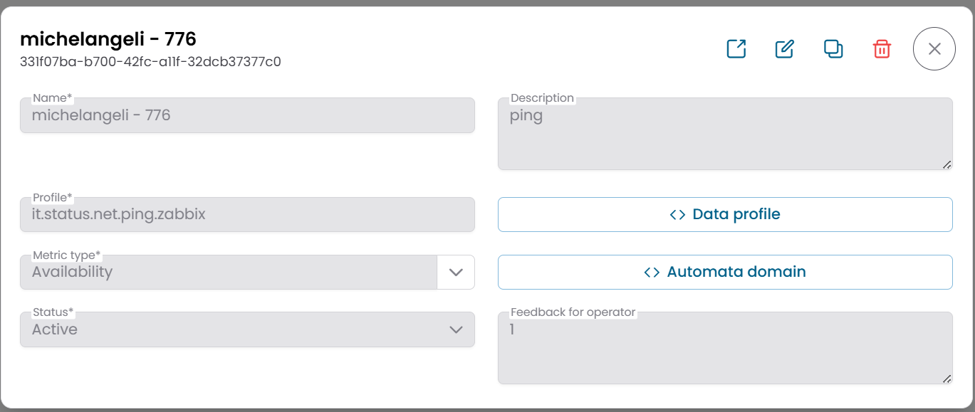 Metric detail dialog