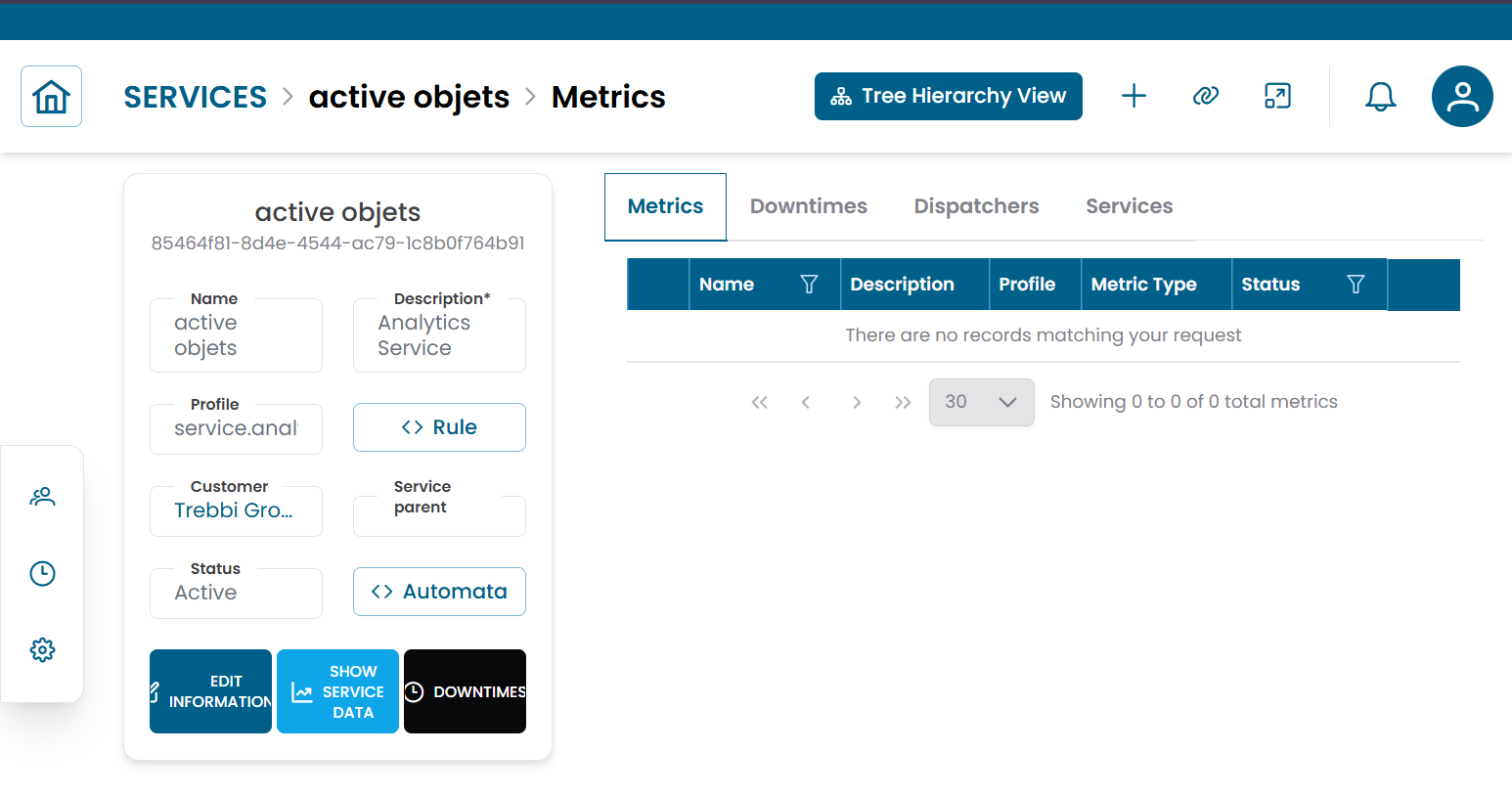 Service connections view