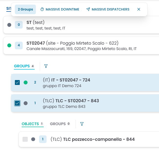 Multi-selection toolbar — groups selected