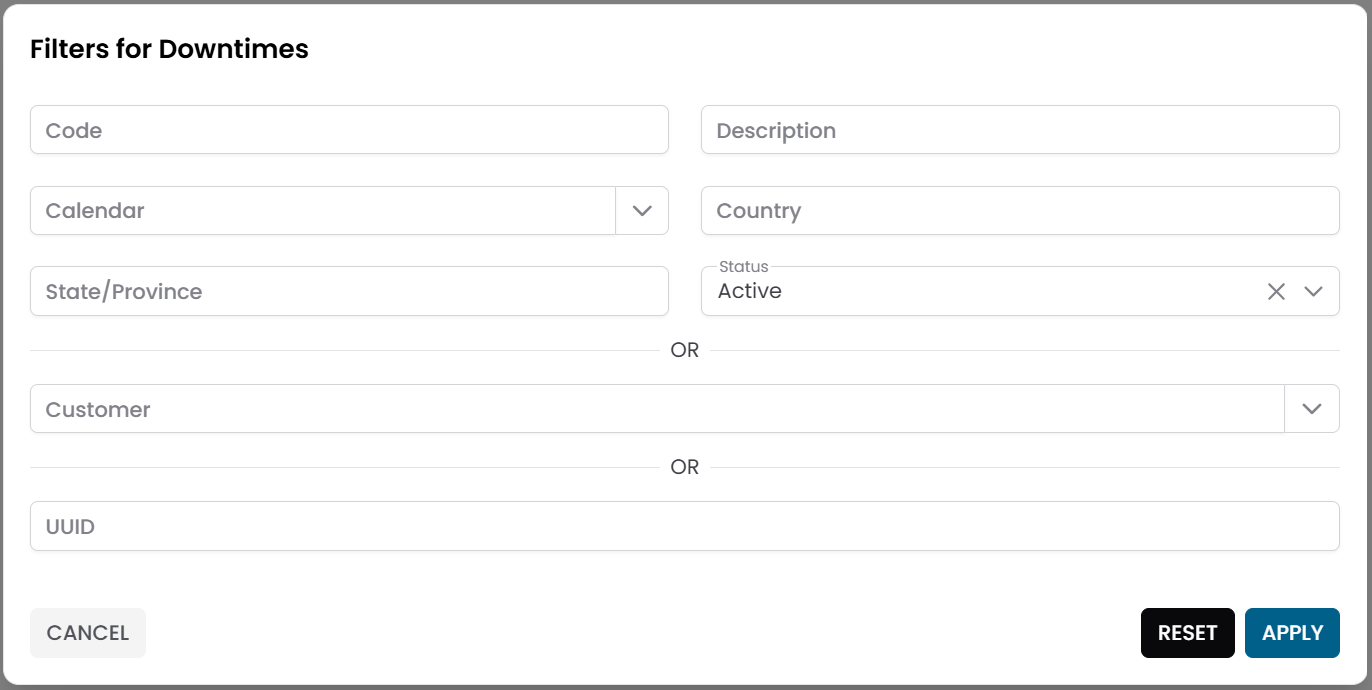 Downtimes pre-filter