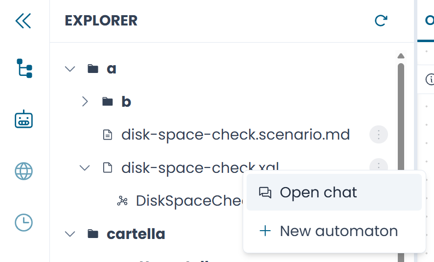 Context menu on an XAL file
