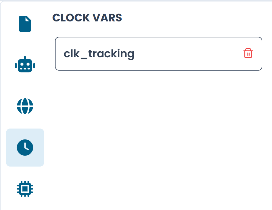 Clock Variables panel