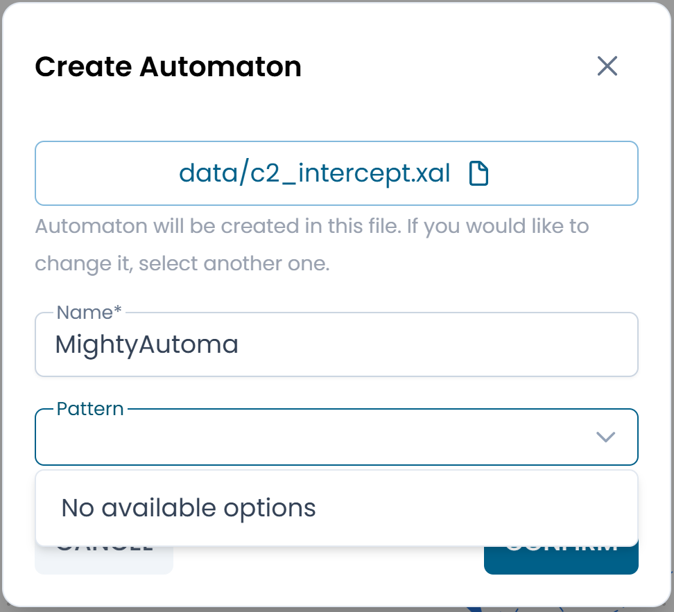 Create Automaton dialog
