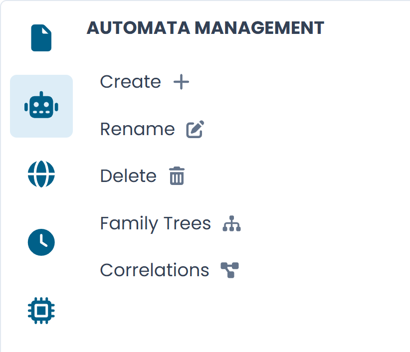 Automata Management panel