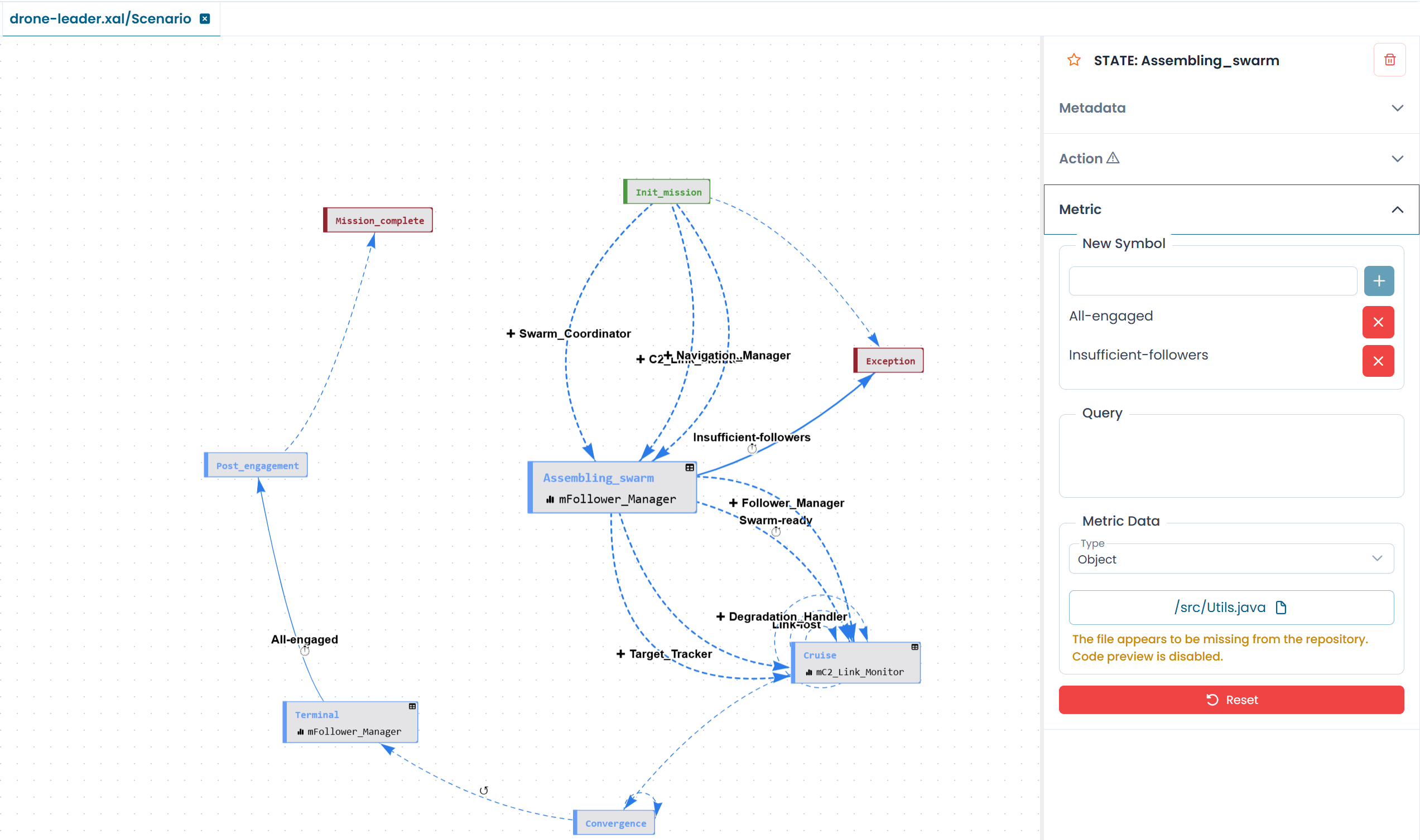Metric configuration panel
